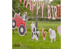 Balloon Bunting - Triple Layer Happy Birthday Farm Bunting with Balloons