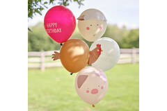 Balloon Bundle - 5pk Balloons with Card Animal Faces and Print