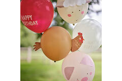 Balloon Bundle - 5pk Balloons with Card Animal Faces and Print
