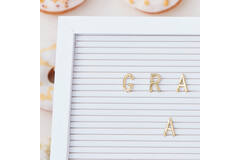 Peg Board - White with Gold Letters