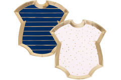 Gold Foiled Pink and Navy Baby grow shaped  mixed plates