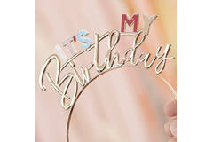 Headband - It's My Birthday - Gold and Pastel
