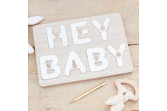 Alternative Guest Book - Hey Baby Wooden Puzzle - White