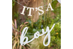 Eco Bunting - It's A Boy - White & Blue