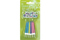 12 Spiral Candles Happy Birthday Assorted Height 6.3 cm