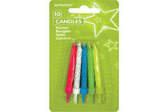 10 Spiral Candles Glitter Assorted Height 6.3 cm