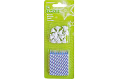 24 Spiral Candles with 12 Holders Blue Height 6.3 cm