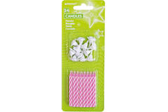 24 Spiral Candles with 12 Holders Pink Height 6.3 cm
