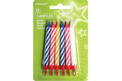 12 Spiral Candles Assorted Height 8.3 cm