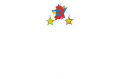 Numeral Candle 3 with 2 Star Candles Height 12.2/13.5 cm