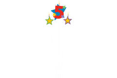 Numeral Candle 5 with 2 Star Candles Height 12.2/13.5 cm