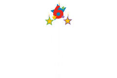 Numeral Candle 6 with 2 Star Candles Height 12.2/13.5 cm