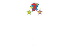 Numeral Candle 7 with 2 Star Candles Height 12.2/13.5 cm