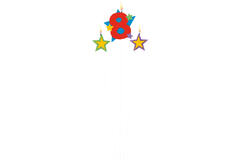 Numeral Candle 8 with 2 Star Candles Height 12.2/13.5 cm