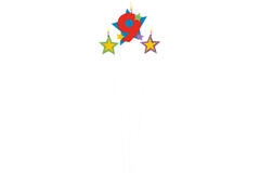 Numeral Candle 9 with 2 Star Candles Height 12.2/13.5 cm