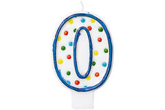 Numeral Candle 0 Polka Dots Height 7.6 cm