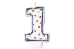Numeral Candle 1 Polka Dots Height 7.6 cm