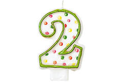 Numeral Candle 2 Polka Dots Height 7.6 cm