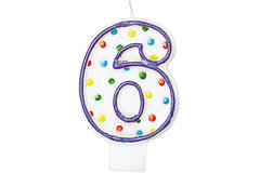 Numeral Candle 6 Polka Dots Height 7.6 cm