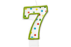 Numeral Candle 7 Polka Dots Height 7.6 cm