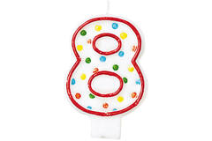 Numeral Candle 8 Polka Dots Height 7.6 cm