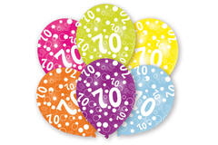 6 Latex Balloons All Round Printed Age 70 assorted 27.5 cm / 11"
