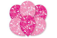6 Latex Balloons All Round Printed It's a Girl 27.5 cm / 11"