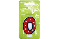 Numeral Candle 0 Dots & Black Border Height 7.6 cm