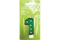 Numeral Candle 1 Dots & Black Border Height 7.6 cm