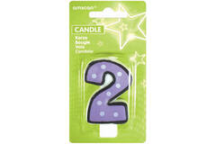 Numeral Candle 2 Dots & Black Border Height 7.6 cm