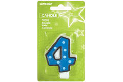 Numeral Candle 4 Dots & Black Border Height 7.6 cm