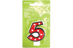 Numeral Candle 5 Dots & Black Border Height 7.6 cm