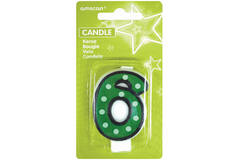 Numeral Candle 6 Dots & Black Border Height 7.6 cm