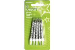 10 Spiral Candles Silver Height 6.3 cm