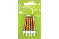 10 Spiral Candles Gold Height 6.3 cm