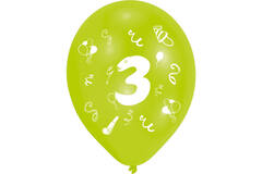 8 Latex Balloons Age 3 2-Sided 25.4 cm / 10"
