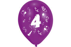8 Latex Balloons Age 4 2-Sided 25.4 cm / 10"