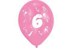 8 Latex Balloons Age 6 2-Sided 25.4 cm / 10"