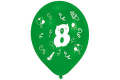 8 Latex Balloons Age 8 2-Sided 25.4 cm / 10"