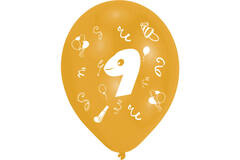 8 Latex Balloons Age 9 2-Sided 25.4 cm / 10"