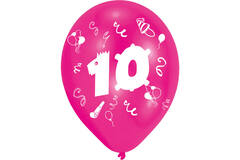 8 Latex Balloons Age 10 2-Sided 25.4 cm / 10"