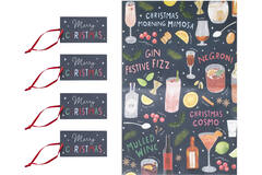 Gift Wrap - Wrap, Tag and Ribbon - Cocktails