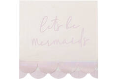 Paper Napkin - Let's Be Mermaids Napkin with Scalloped Fringe - Iridescent and Pink