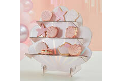 Treat Stand - Shells Shaped Treat Stand - Pink and Iridescen