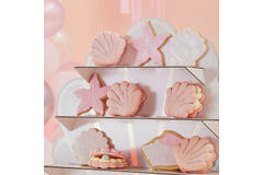 Treat Stand - Shells Shaped Treat Stand - Pink and Iridescen