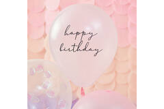 Balloon Bundle - Shell Confetti and Happy Birthday Printed Chrome Balloons with Tails