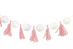 Tassel Garland - Shells and Tassels - Pink and Iridescent