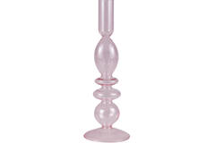 Candle Holder - Pink Glass Small Bubble