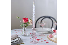 Candle Holder - Pink Glass Small Bubble