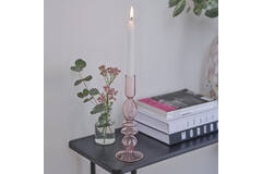 Candle Holder - Pink Glass Small Bubble